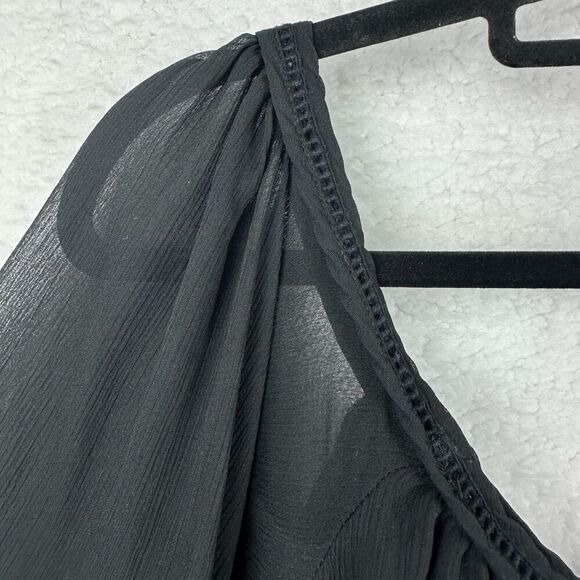 Purple Snow Womens Mini Dress Size L Black Peasant Whimsigoth Boho Fairy Grunge - Picture 6 of 11